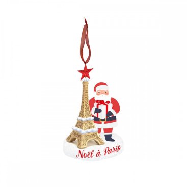 DEMI BOULE VERRE NOEL A PARIS TE SAPIN (x 10) : Enesco France